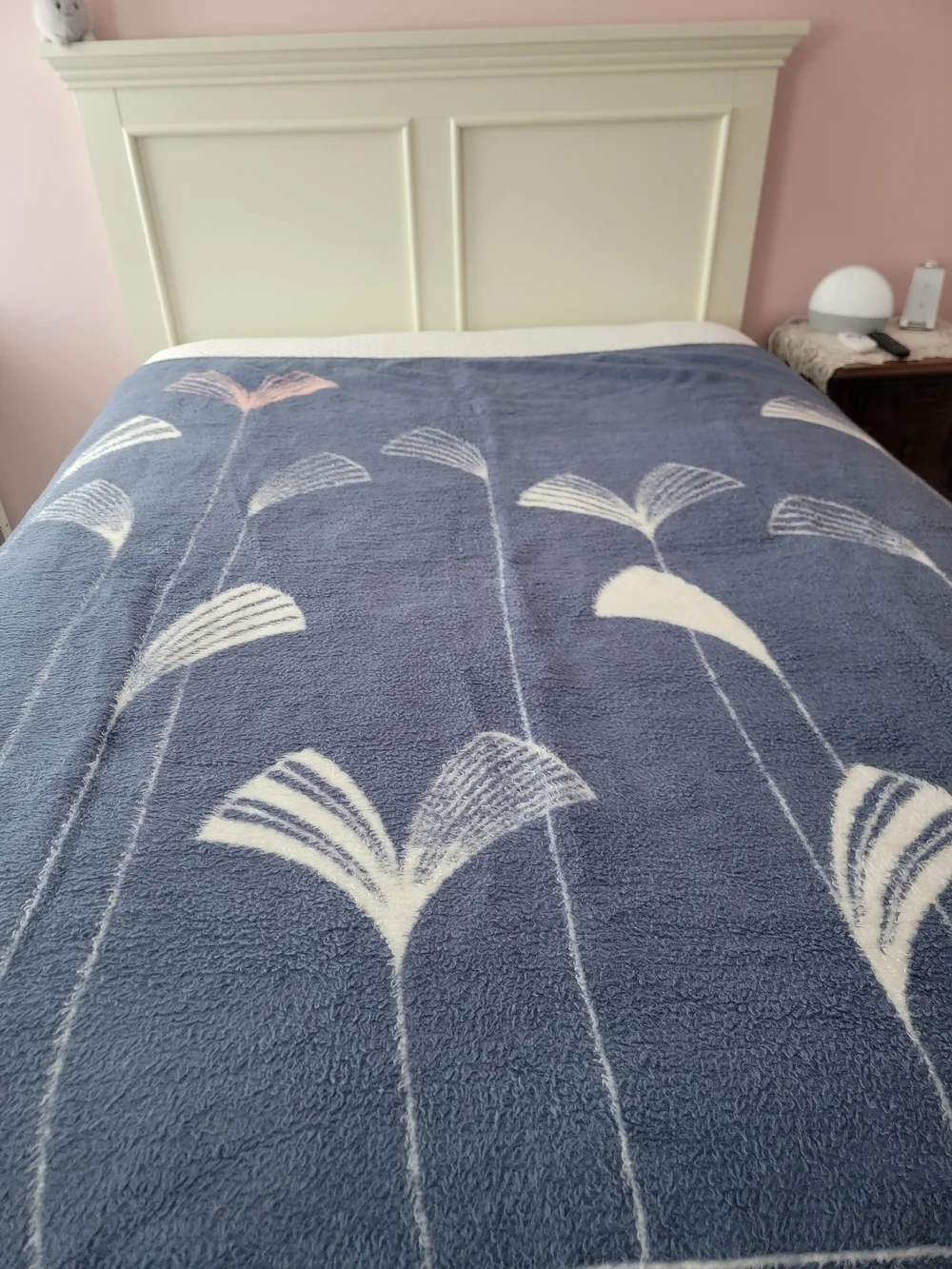 Biederlack Of The Americas Blue White Floral Blanket Reversible 80s 90s 59x69